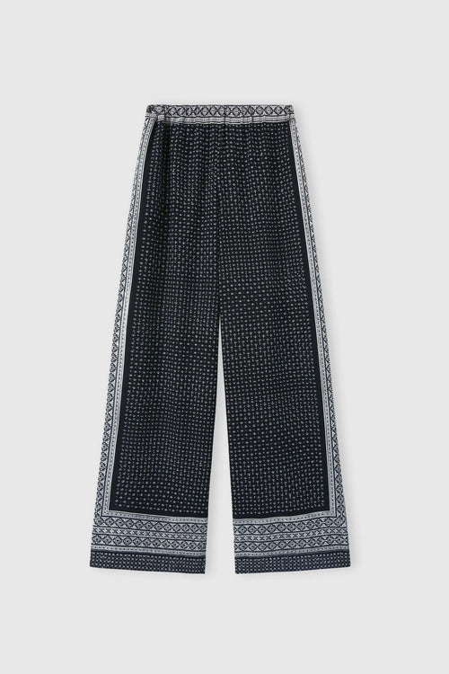PANTALONE PALAZZO IN PURA SETA STAMPATA BANDANA