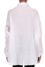 SHIRT IN RAMIE AND COTTON WITH LACE INSERTS