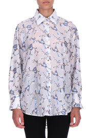 CAMICIA OVER IN COTONE CON RICAMO FLOREALE