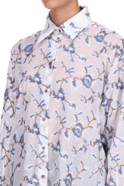 CAMICIA OVER IN COTONE CON RICAMO FLOREALE