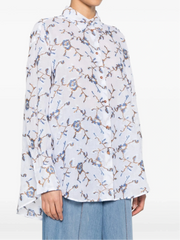 CAMICIA OVER IN COTONE CON RICAMO FLOREALE