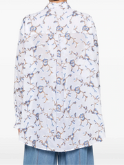 CAMICIA OVER IN COTONE CON RICAMO FLOREALE