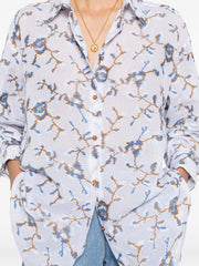 CAMICIA OVER IN COTONE CON RICAMO FLOREALE