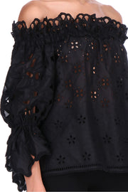 SHORT COTTON LACE TOP