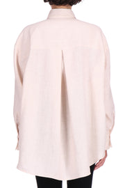 CAMICIA OVER IN LINO CON PIZZO FLOREALE