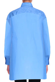 LONG OVERSIZED SHIRT IN COTTON WITH FLORAL LACE