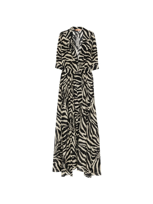 ZEBRA PRINT COTTON SILK SHIRT DRESS