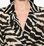 ZEBRA PRINT COTTON SILK SHIRT DRESS