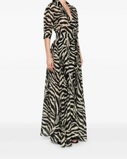 ZEBRA PRINT COTTON SILK SHIRT DRESS