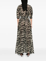ZEBRA PRINT COTTON SILK SHIRT DRESS