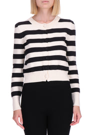 SHORT STRIPED COTTON CARDIGAN