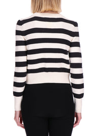 SHORT STRIPED COTTON CARDIGAN