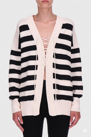 OVERSIZED STRIPED COTTON CARDIGAN