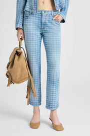 PANTALONE DRITTO IN DENIM JACQUARD VICHY