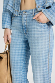 PANTALONE DRITTO IN DENIM JACQUARD VICHY