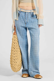 BAGGY PANTS IN JACQUARD CHECK DENIM