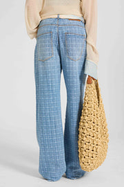 BAGGY PANTS IN JACQUARD CHECK DENIM