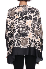 KAFTANO CON STAMPA TROPICALE A FOULARD