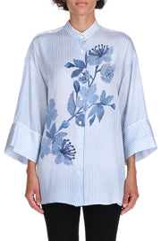 CAMICIA A RIGHE STAMPA FLOREALE
