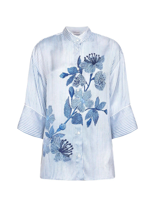 CAMICIA A RIGHE STAMPA FLOREALE