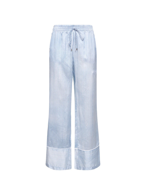 PANTALONE IN VISCOSA A RIGHE DENIM