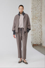 BOMBER IN FLANELLA DI LANA VERGINE CON DETTAGLI IN MAGLIA