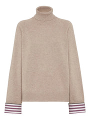 MAGLIA COLLO ALTO IN CASHMERE CON SHINY SHIRT DETAILS