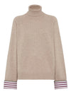 MAGLIA COLLO ALTO IN CASHMERE CON SHINY SHIRT DETAILS