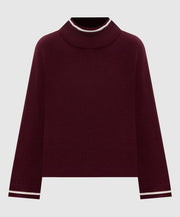 MAGLIA IN LANA CASHMERE SETA CON BORDO A CONTRASTO E MONILE