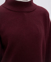 MAGLIA IN LANA CASHMERE SETA CON BORDO A CONTRASTO E MONILE