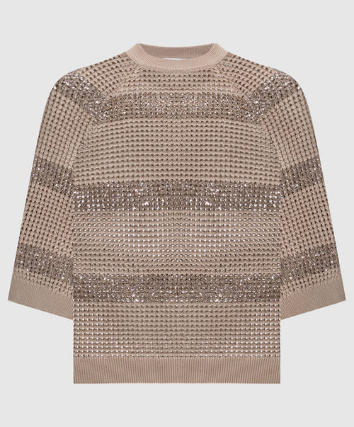 MAGLIA A RETE DI COTONE CON DAZZLING STRIPES