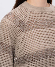 COTTON MESH TOP WITH DAZZLING STRIPES