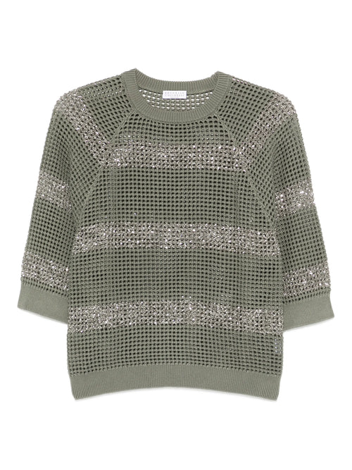 MAGLIA A RETE DI COTONE CON DAZZLING STRIPES