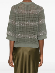 COTTON MESH TOP WITH DAZZLING STRIPES
