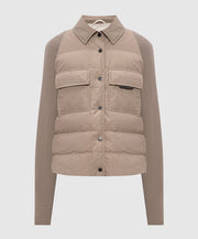 PIUMINO IN COTONE TECHNO IDROREPELLENTE E MAGLIA DI LANA VERGINECASHMERE E SETA CON MONILE