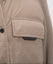 PIUMINO IN COTONE TECHNO IDROREPELLENTE E MAGLIA DI LANA VERGINECASHMERE E SETA CON MONILE