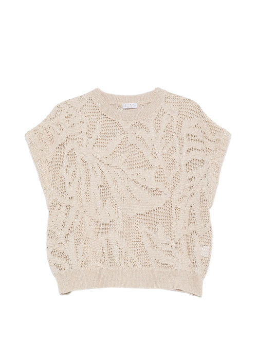 MAGLIA DAZZLING WATER LILLIES IN MAGLIA DI LINO E COTONE