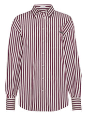 CAMICIA IN POPELINE RIGATO DI COTONE CON SHINY TAB