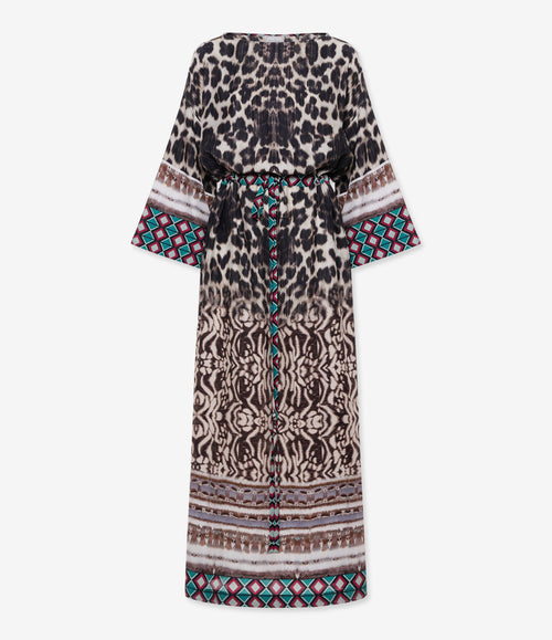 TETRIS ABITO KAFTANO IN SETA CON COULISSE