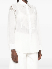 SHIRT IN RAMIE AND COTTON WITH LACE INSERTS
