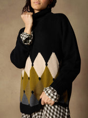 MAGLIA IN PURO CASHMERE CON INTARSIO A ROMBI