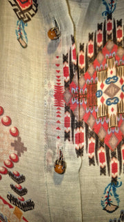 CAMICIA OVER IN RAMIE' STAMPA GEOMETRICA
