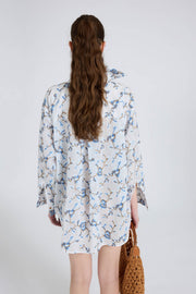 OVERSIZED COTTON SHIRT WITH FLORAL EMBROIDERY