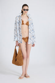 OVERSIZED COTTON SHIRT WITH FLORAL EMBROIDERY
