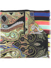 WOOL AND SILK SCARF WITH PAISLEY AND STRIPES PRINT