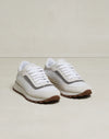 SUEDE AND NET FABRIC SNEAKERS WITH PRECIOUS CONTOUR