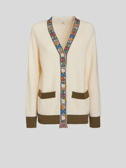 KNITTED CARDIGAN WITH GEOMETRIC PATTERN