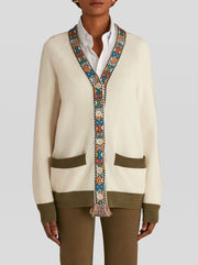 KNITTED CARDIGAN WITH GEOMETRIC PATTERN