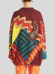 WOOL SWEATER WITH PATCHWORK PRINT