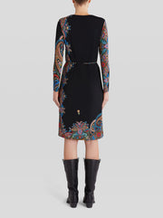 DRESS IN JERSEY WITH RAMAGE FLORAL PATTERN
